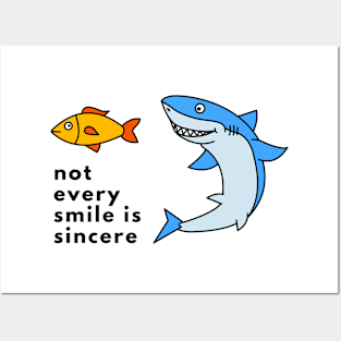 Shark and Fish with  life quote Posters and Art